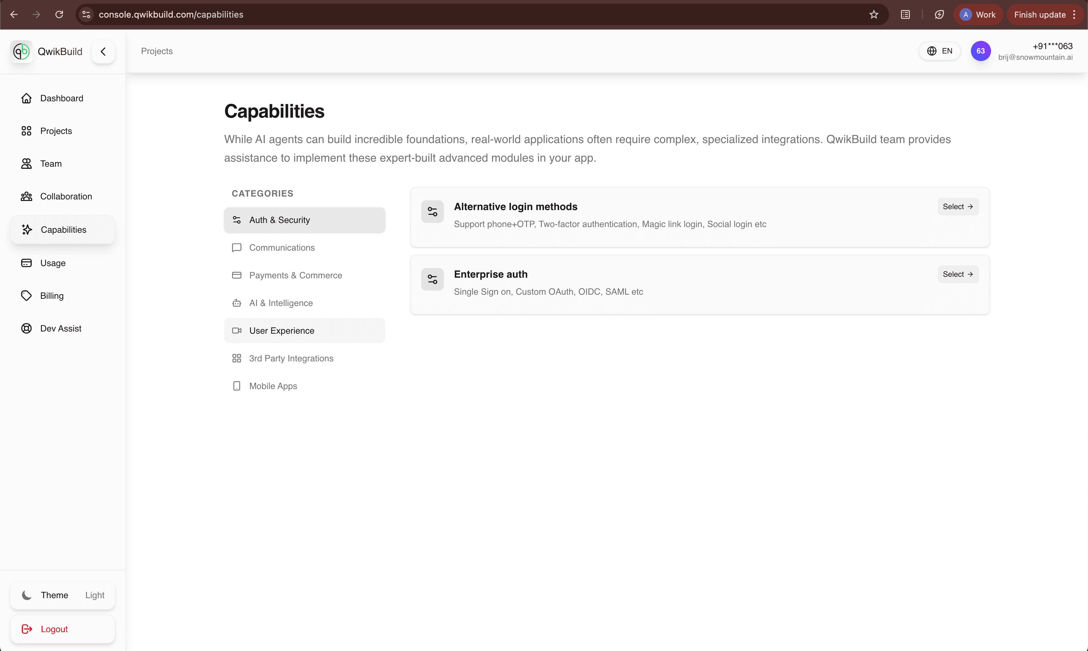 Capabilities screenshot