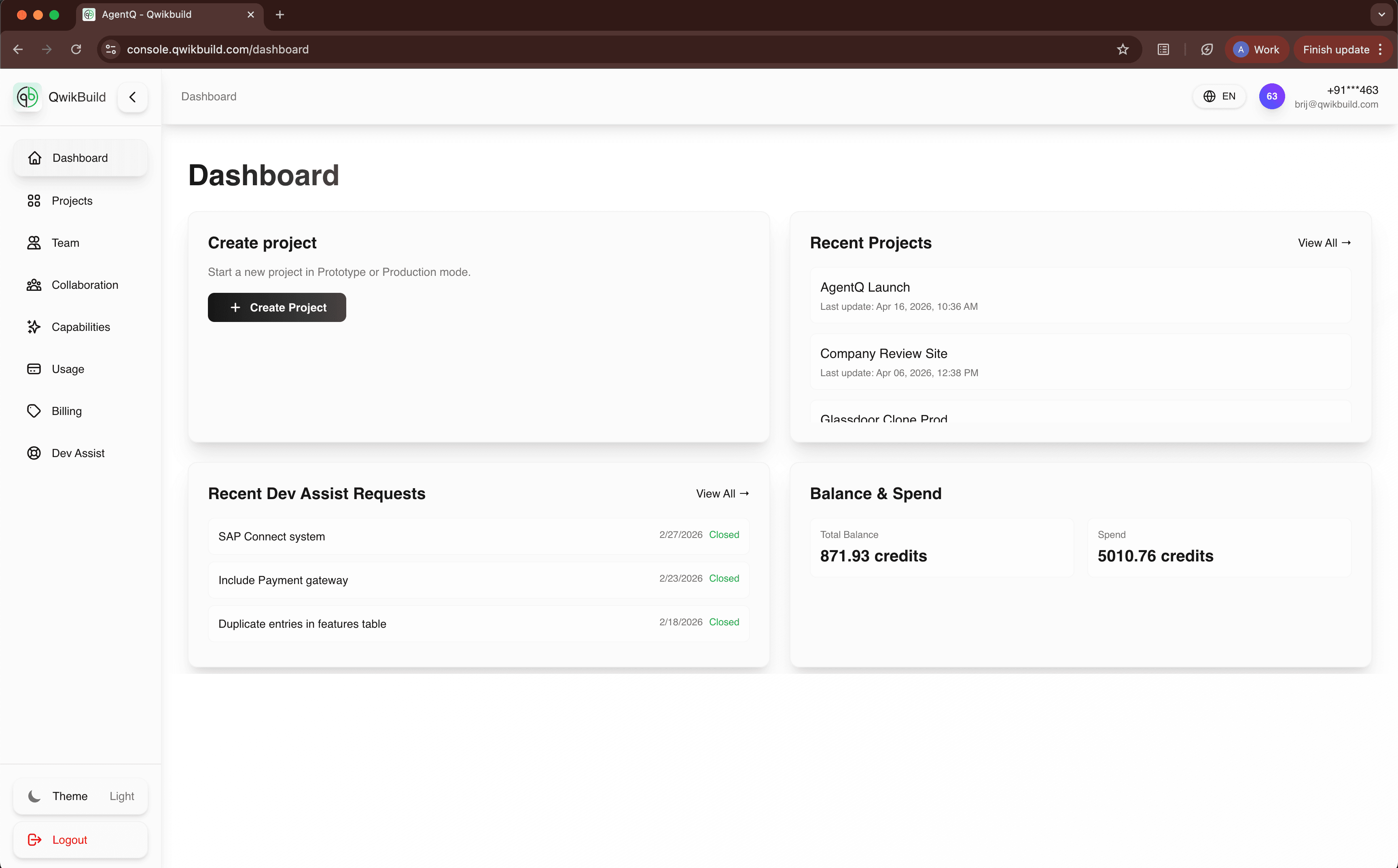 Dashboard screenshot