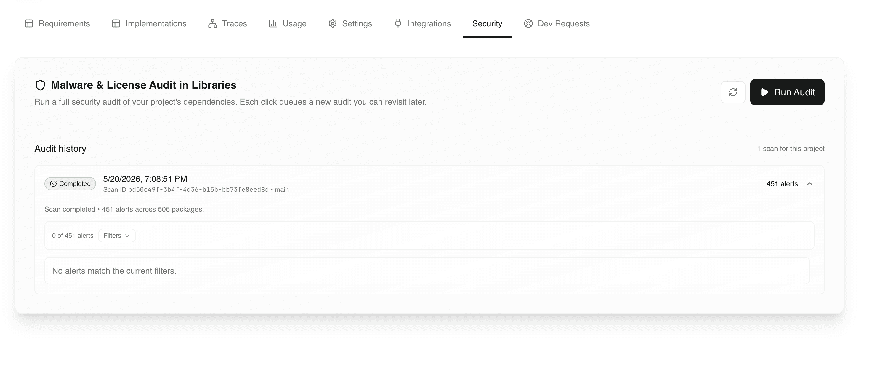 Security tab screenshot