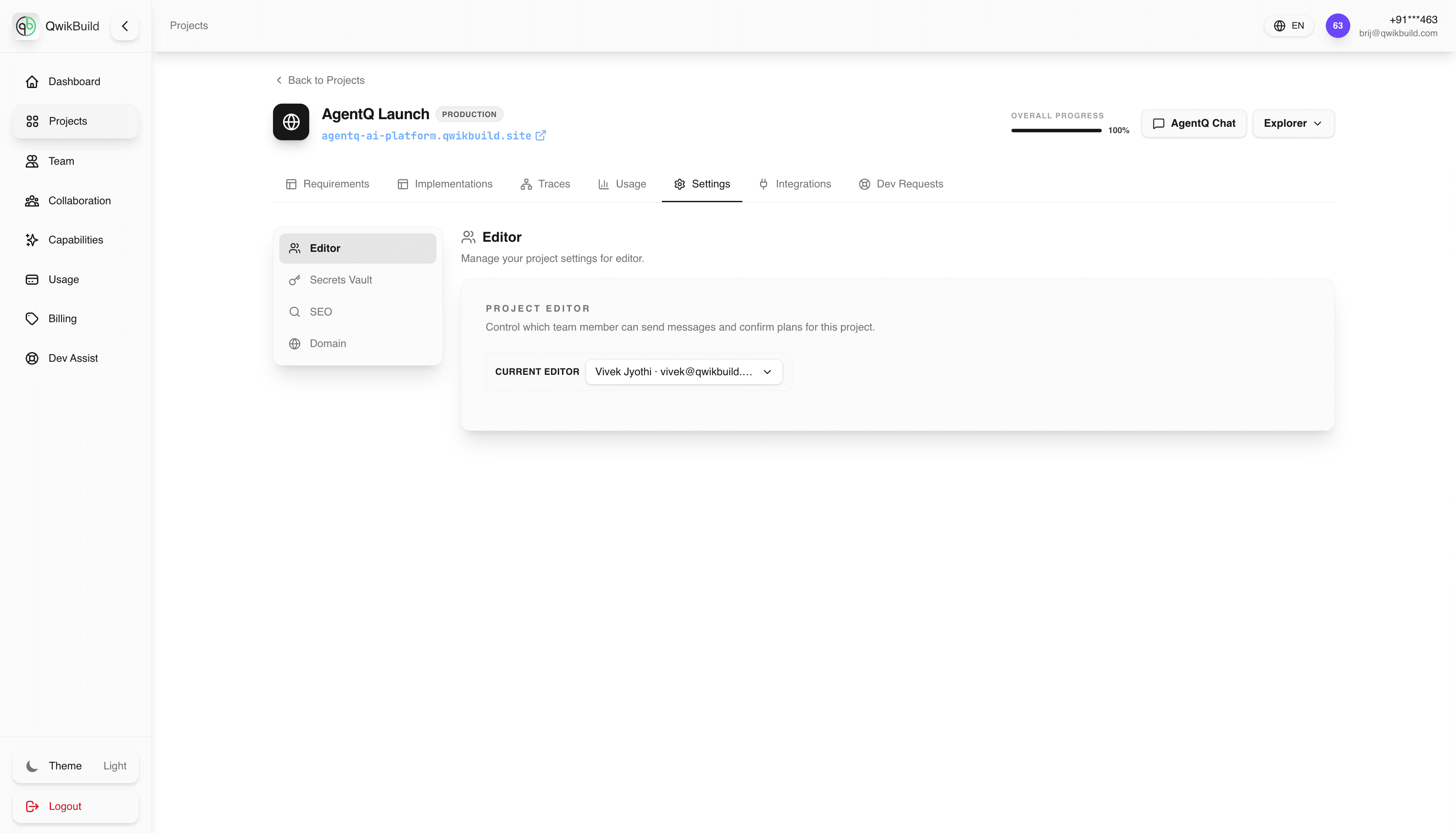 Settings tab