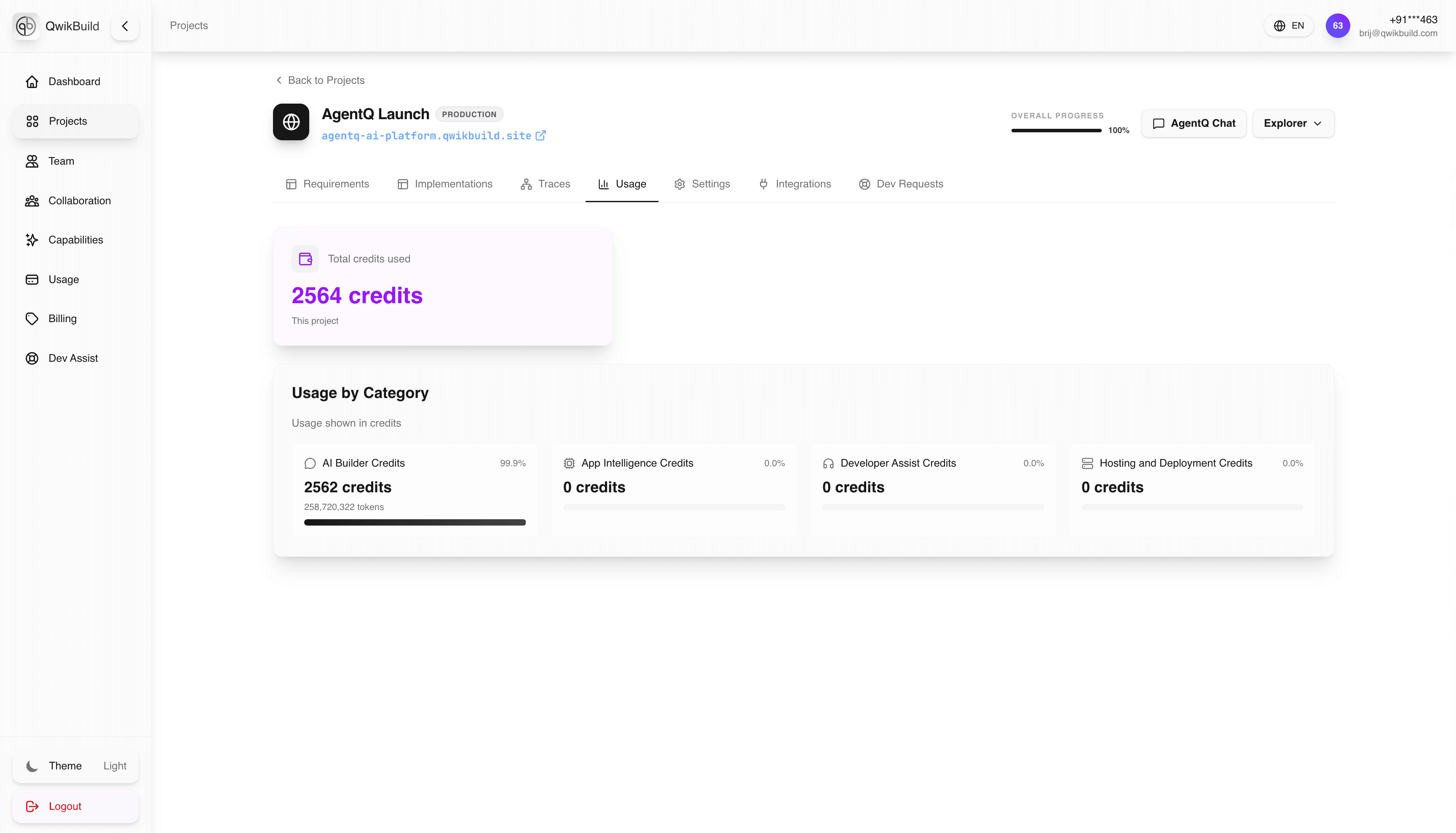 Usage tab screenshot